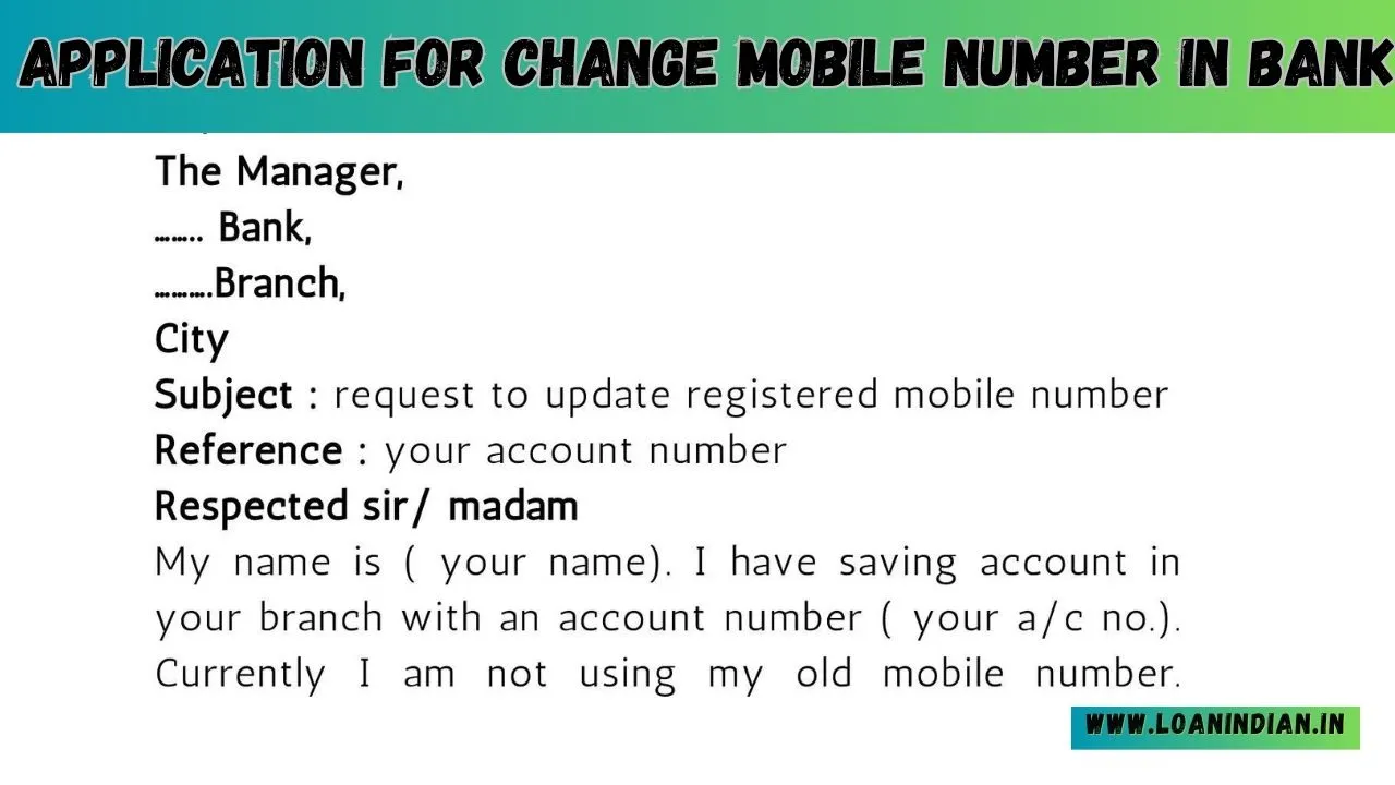 Application for Change Mobile Number in Bank 1